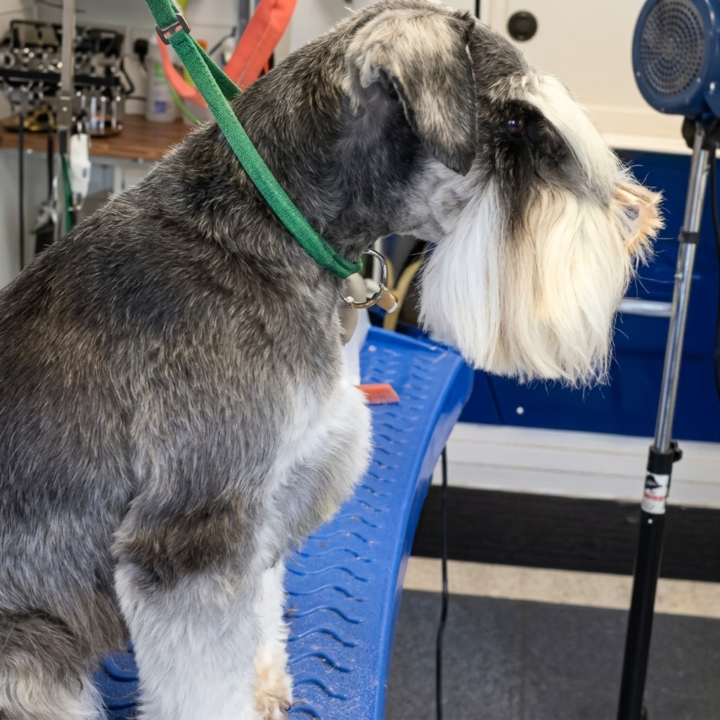 Mini Schnauzer groomed at Ridgeway Dog Grooming Studio, Crawley